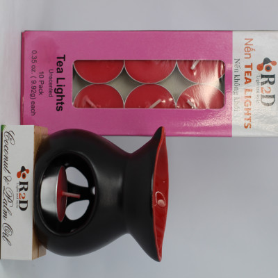 Nến trà Tealight màu đỏ hộp 10 viên chính hãng R2D không khói không mùi dùng cho đèn thiền