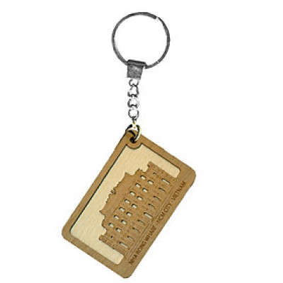 Móc khóa gỗ veener cao cấp Hình Bến Nhà Rồng size 4x5.6cm