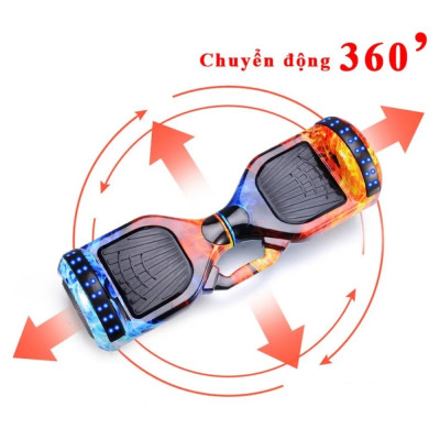 Xe Điện Cân Bằng 2 bánh lớn 6.5 inch Kèm tay chống - Nhạc - Bluetooth tặng miếng bảo vệ + đồng hồ LED + tặng đồ bảo hộ - Hàng Nhập Khẩu