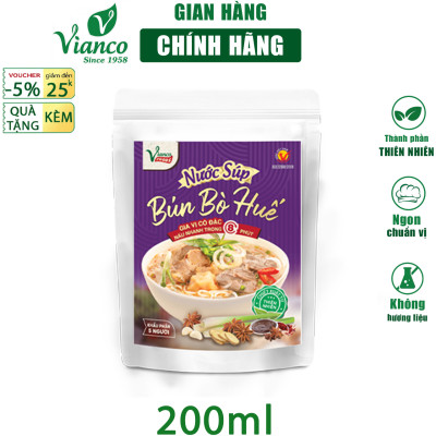 Combo 3 Gói Gia Vị Súp Cô Đặc Vị Phở Bò - Bún Bò Huế - Phở Chay gói 200ml Vianco Foods Tiện Lợi