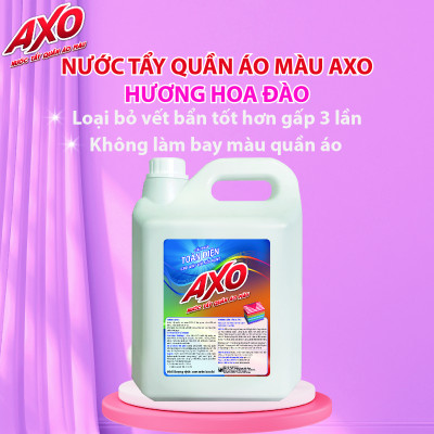 COMBO 4 CAN Nước tẩy quần áo màu đánh bay vết bẩn AXO can 5 Lít Tiết Kiệm Hương Hoa Đào/Tươi Mát