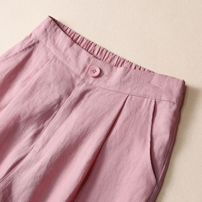 Quần Linen nữ ống rộng, Quần suông vải linen cao cấp thời trang xuân hè phong cách Hàn Quốc QD07