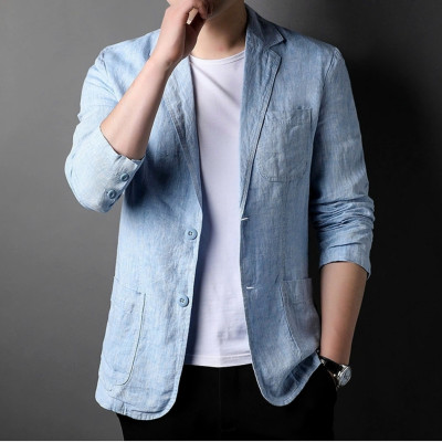 Áo khoác Blazer Linen cho nam form suông dài tay unisex nhiều màu