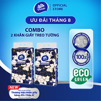 [2 GÓI KHĂN TREO TƯỜNG] Khăn giấy treo tường cao cấp Vinda Prestige 4D 3 lớp 212 tờ