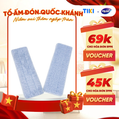 Bông Lau Thay Thế Cây Lau Nhà MyJae Đài Loan Sợi Polyester Kéo Vắt Thông Minh Sạch Nhanh 360 Độ 125cm