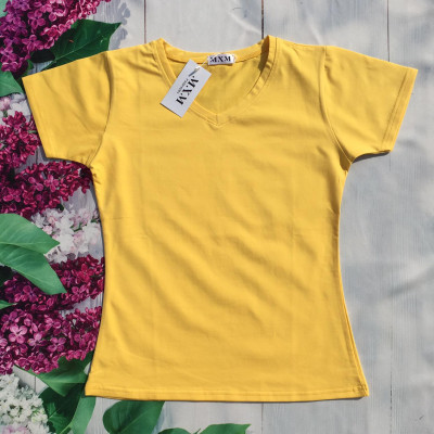 Áo thun nữ trơn cổ tim tay ngắn thun cotton 4 chiều form ôm body MXM ( ANU007 )