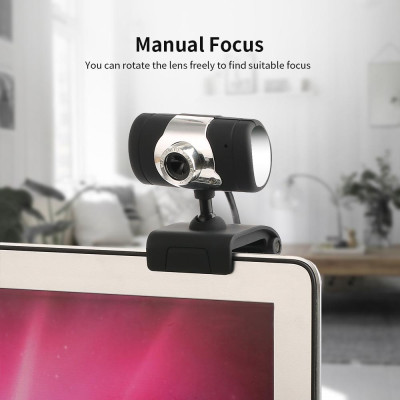 HXSJ A847 480P Webcam Manual Focus Computer Camera Built-in Sound Absorbing Microphone for Desktop Computer Laptop