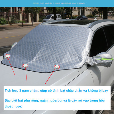Tấm Bạt Chắn Nắng Kính Lái Xe Ô Tô A551 Có Tai Chụp Gương Chiếu Hậu 2 Bên