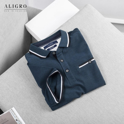 ÁO POLO NAM CỔ DỆT MÀU XANH CỔ VỊT ALGPLO39