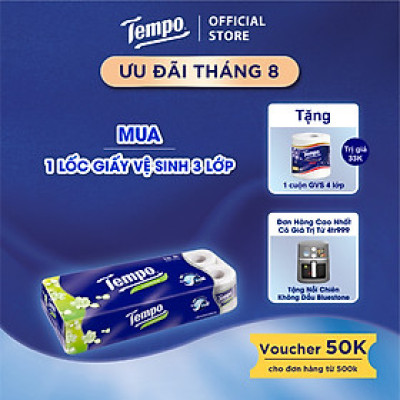 [MUA 1 LỐC TẶNG 1 CUỘN GVS 4 LỚP PRESTIGE] Giấy vệ sinh cao cấp Tempo Toipa - 3 lớp bền dai, an toàn cho da - Thương hiệu Đức (Lốc 10 Cuộn)