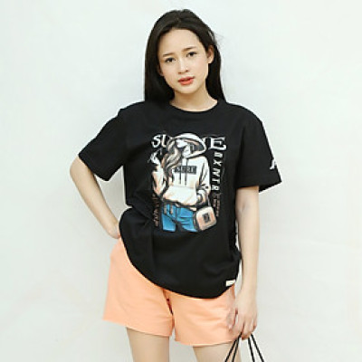 Áo Thun Unisex in Hình Cô Gái Đeo Túi Xách Sang Trọng, Chất Liệu Cotton Organic Premium Sure Chính Hãng