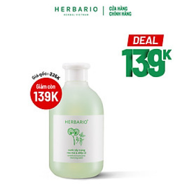 Nước tẩy trang Rau Má & Diếp Cá Herbario 300ml da dầu, da mụn