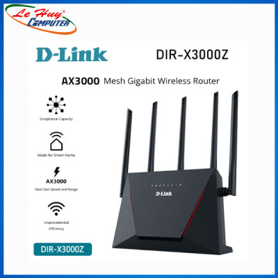 Bộ Phát Wi-Fi 6 D-Link DIR-X3000Z Băng Tần Kép Chuẩn AX3000 Tích Hợp Mesh, MU-MIMO - Hàng Chính Hãng