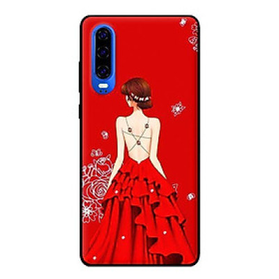 Ốp lưng in cho Huawei P30 mẫu Cô Gái Hai Dây Đầm Đỏ - Hàng chính hãng
