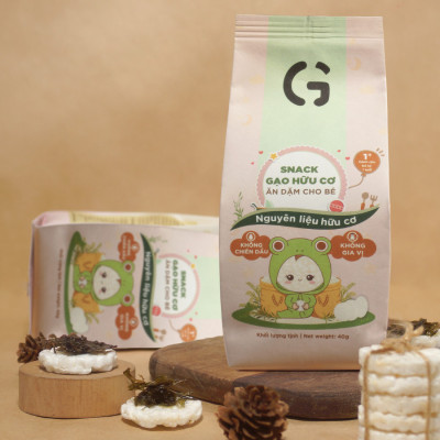 Bánh Snack Ăn Dặm Hữu Cơ Cho Bé GUfoods 40g - Thành Phần Gạo Organic, Không Gia Vị, Dễ Tiêu Hoá