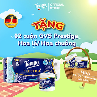 [MUA 1 LỐC TẶNG 2 CUỘN GVS 4 LỚP PRESTIGE NGẪU NHIÊN] Giấy Vệ Sinh Cao Cấp Prestige 4 Lớp Bền Dai - Thương Hiệu Đức