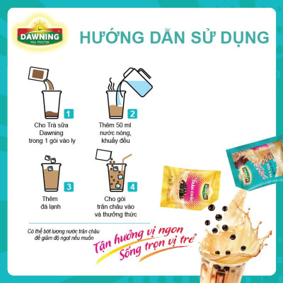 Combo 5 hộp trà sữa trân châu DAWNING Đậm vị trà, hương thơm trà tự nhiên giúp tỉnh táo 260g