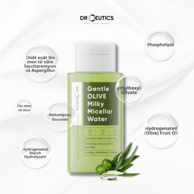Drceutics Sữa Tẩy Trang Olive - Gentle OLIVE Milky Micellar Water Dành Cho Mọi Loại Da, Da nhạy cảm 310ml
