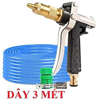 ️Evoucher Bộ dây vòi xịt nước rửa xe, tưới cây , tăng áp 3 lần, loại 3m, 5m 206236Bđầu đồng, đai, nối vòi, d.vàng
