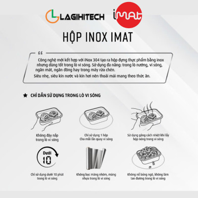 Bộ 4 hộp cao inox 304 iMAT dùng được vi sóng, đông đá, máy rửa chén, lò nướng - Hàng Chính Hãng