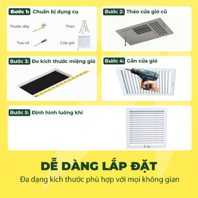 Cửa Gió Nan Cong, Lưu Lượng Gió Cao, Loại Bỏ Bụi Bẩn, Sơn Tĩnh Điện, Asia Green ( Giá bao gồm VAT)