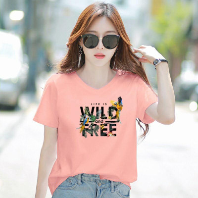 Áo thun nữ form rộng cổ tim MXM in chữ Wild Free thun cotton 4 chiều từ 45-60kg ( ANU094 )