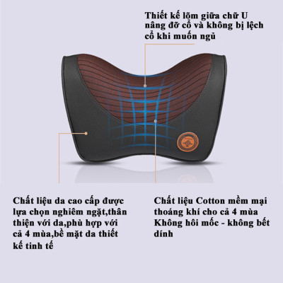 Gối tựa đầu và tựa lưng ô tô chất liệu ruột cao su non và vỏ da cao cấp dành cho xe hơi ghế văn phòng siêu êm