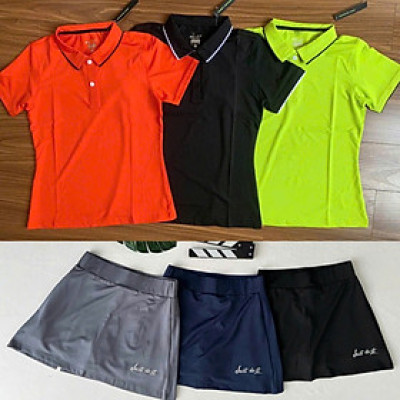 Bộ Đồ Thể Thao Nữ Gồm Áo Thun Cổ Trụ Và Quần Váy 2 Lớp Thời Trang Cao Cấp