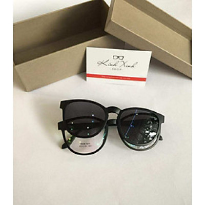 Kính râm cận, Kính Mắt thời trang Dáng tròn unisex 2 lớp 2in1 gọng nhựa ultem cao cấp