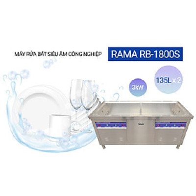 Máy rửa bát siêu âm 2 bồn cho nhà hàng căng tin Rama RB-1800S dung tích 135L x 2 - Hàng chính hãng