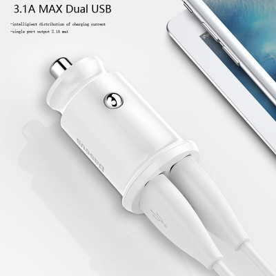 Tẩu sạc Baseus sạc nhanh 5V - 3.1A dùng cho xe hơi cho hiệu suất sử dụng ổn định - Hàng chính hãng