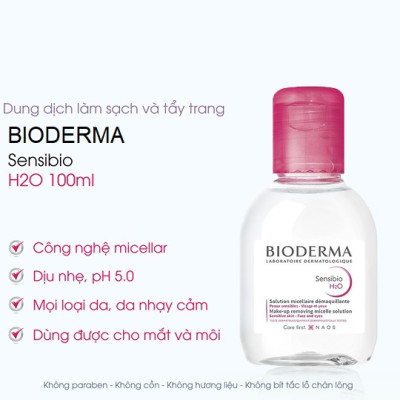 Nước Tẩy Trang Dành Cho Da Nhạy Cảm BIODERMA Sensibio H2O 100ml - Tặng 1 Móc Khóa Nhựa 2 Mặt