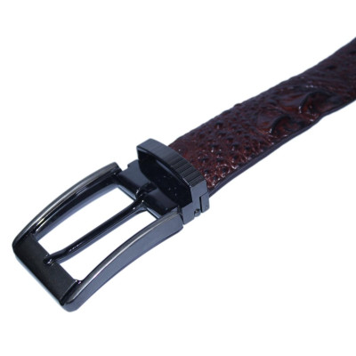 Thắt Lưng Nam Da Cá Sấu Nguyên Con Đầu Kim Huy Hoàng HT4220 - Nâu Đất