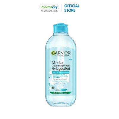Nước tẩy trang cho da dầu và mụn Garnier Skin Naturals Micellar Cleansing Water (Chai 400ml)