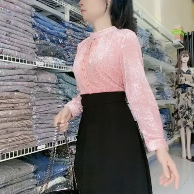 Đầm liền eo cao tựa set áo sơ vin chân váy Myqlothing.