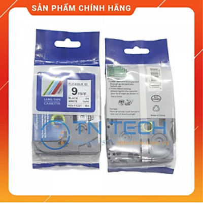 Nhãn In HZE-FX221 - Đen nền trắng 9mm x 8m - Dùng cho máy in BROTHER - AIMO - PUTY [Hàng nhập khẩu]