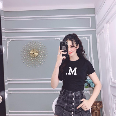 Áo thun nữ cổ tròn MXM in chữ M thun 4 chiều form ôm body cực tôn dáng từ 40-52kg ( ANU003 )