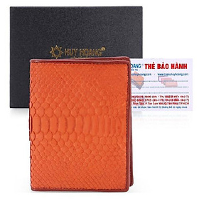 HH2318 - Bóp nam Huy Hoàng da trăn kiểu đứng màu cam