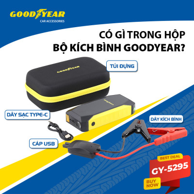 Bộ Kích Bình Cho Xe Hơi 500A GOODYEAR GY-5295 Đa Chức Năng Sạc Dự Phòng 10000mAh Đèn LED Khẩn Cấp - Hàng Nhập Khẩu