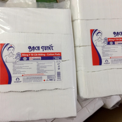 Bông Bạch Tuyết - Bông Y Tế Cắt Miếng 1kg (10 x 10 cm) Tặng 2 cây nặn mụn