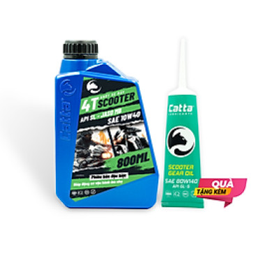 Nhớt xe tay ga CATTA SCOOTER 10W40 800mL - Tặng Nhớt hộp số xe CATTA 80W140, GL5 120mL - Hàng chính hãng