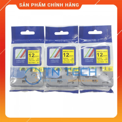 Nhãn In HZE-FX631 - Đen nền vàng 12mm x 8m - Dùng cho máy in BROTHER - AIMO - PUTY [Hàng nhập khẩu]
