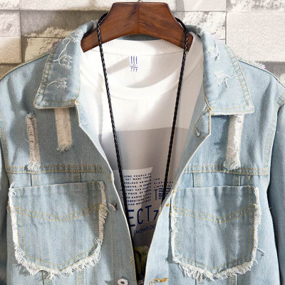 Áo khoác jean nam from rộng vá rách JB1