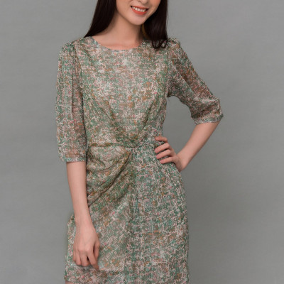 Đầm Voan Ôm Body Váy Xếp Ly Dắp Tà Maxivic, La Mộc - LM72118