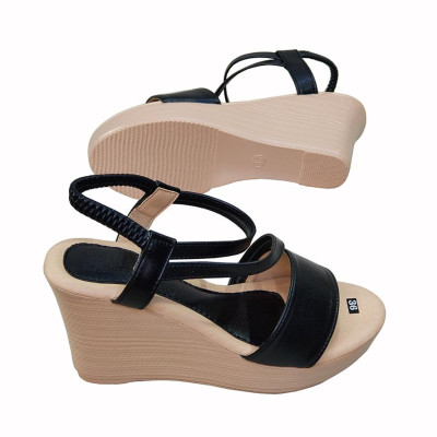 Giày Sandal Nữ Đế Xuồng HA NAM Da Bò Thật Thời Trang Cao Cấp 9cm DNU2155