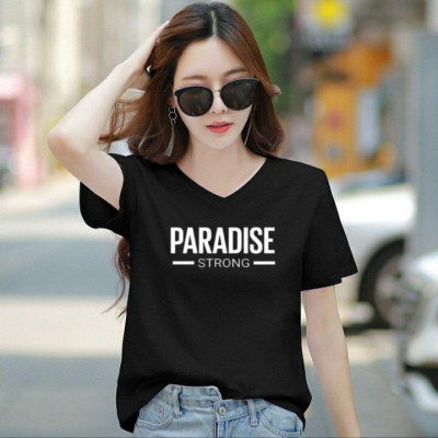 Áo thun nữ MXM form rộng cổ tim in chữ Paradise thun 4 chiều phong cách Hàn Quốc từ 45-60kg( ANU047 )