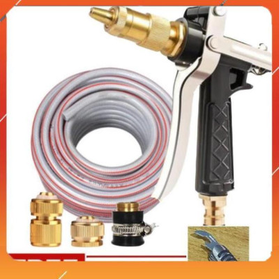 Vòi Xịt️Evoucher Bộ dây vòi xịt nước rửa xe, tưới cây , tăng áp 3 lần, loại 20m 206236 đầu đồng,cút đồng,+  mở chai