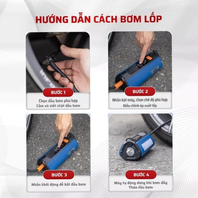 Bơm Lốp, Kích Bình Ô Tô, Xe Máy 4in1 GDV TS03 Pin LI-PO 12000mAh Kiêm Sạc Dự Phòng, Đèn Pin Chiếu Sáng - Hàng Chính Hãng