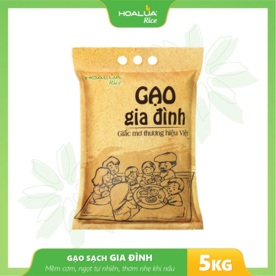 Gạo Gia Đình - Túi 5kg - Dẻo Vừa, Tơi Cơm, Thơm Nhẹ