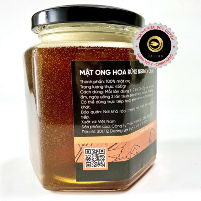 Mật ong rừng nguyên chất loại 450g lọ thủy tinh